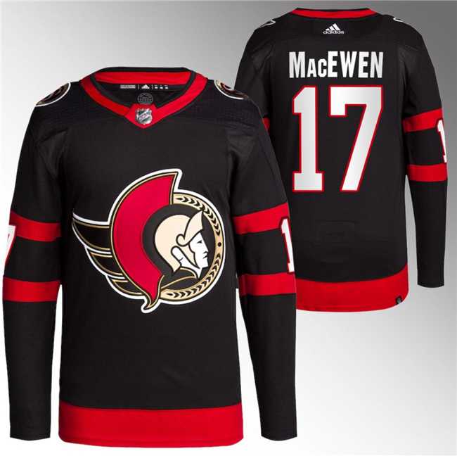 Mens Ottawa Senators #17 Zack MacEwen Black Premier Breakaway Stitched Jersey